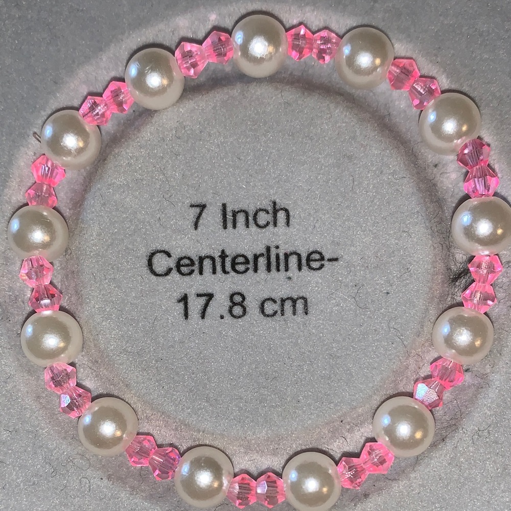 Elegant Pink and Pearl Crystal stretch Bracelet
